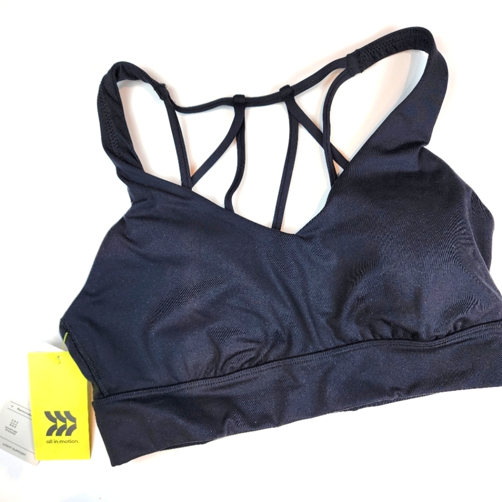 New Black Sports Bra All in Motion Light Support Athletic Bra  NWT Size‎ S